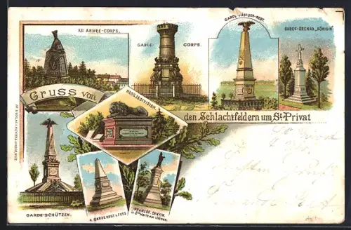 Lithographie St. Privat, XII. Armee-Corps, Garde-Corps, Garde-Schützen