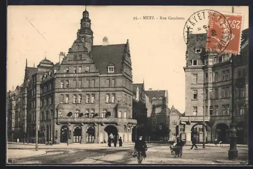 AK Metz, Rue Gambetta, Strassenpartie