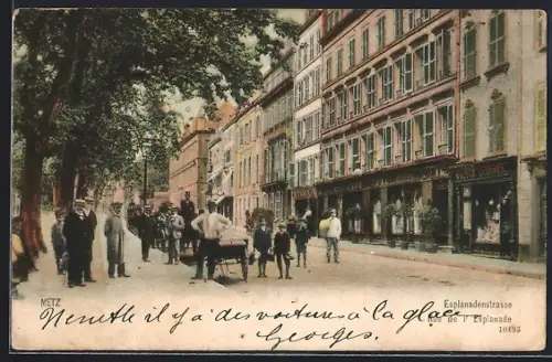 AK Metz, Rue de l`Esplanade, Strassenpartie