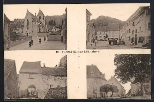 AK Ferrette /Haut-Rhin, Kirche, Tor, Strassenpartie