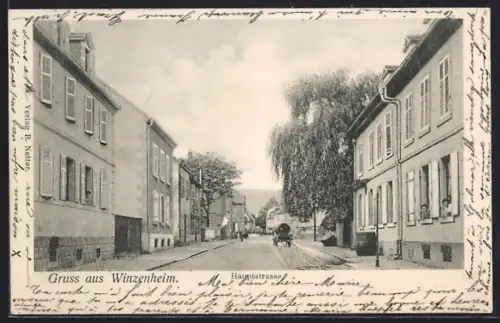 AK Winzenheim, Hauptstrasse mit Karren