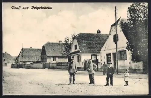 AK Volgelsheim, Une rue, Strassenpartie