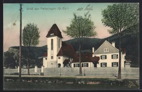 AK Felleringen /O.-Els., Strassenpartie mit Kirche