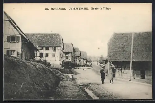 AK Ueberstrasse /Haute-Alsace, Entrée du Village