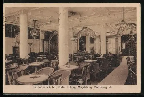 AK Magdeburg, Schloss-Café, Breiteweg 30, Innenansicht