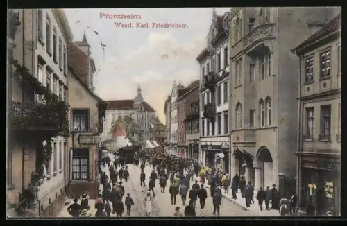 AK Pforzheim, Westliche Karl Friedrichstrasse
