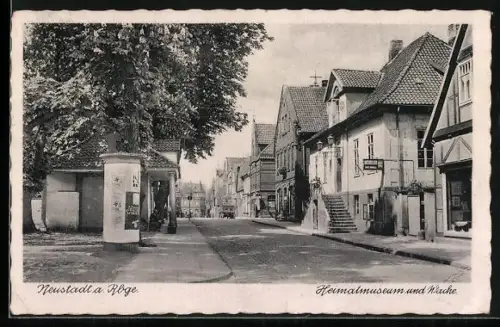 AK Neustadt a. Rbge., Heimatmuseum und Wache, Litfasssäule