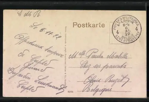 AK Crefeld, Neue Höhere Töchterschule aus der Vogelschau