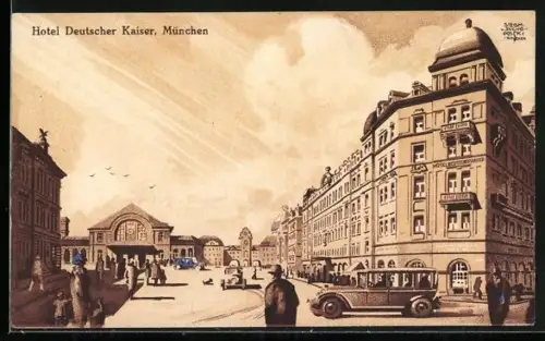 Künstler-AK Siegmund von Suchodolski: München, Hotel Deutscher Kaiser, Arnulfstrasse 2