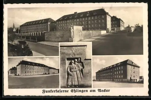 AK Esslingen am Neckar, Funkerkaserne, Relief mit Reichsadler und 
