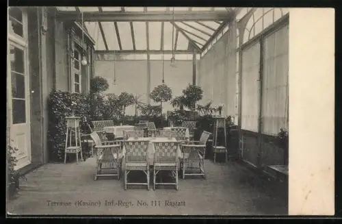 AK Rastatt, Kasino Infanterie-Regiment No. 111, Terrasse
