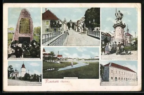 AK Rastatt, Schlossstrasse, Städtische Fruchthalle, Bernhardusbrunnen