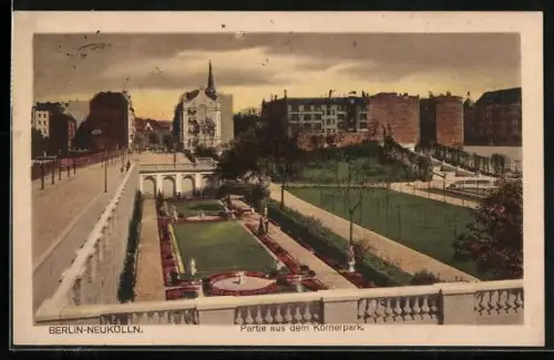 AK Berlin-Neukölln, Partie aus dem Körnerpark