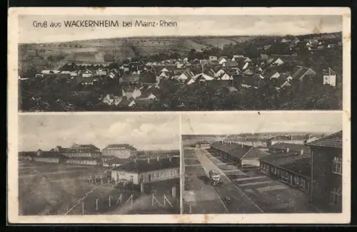 AK Wackernheim, Blick zu den Kasernen, Gesamtansicht