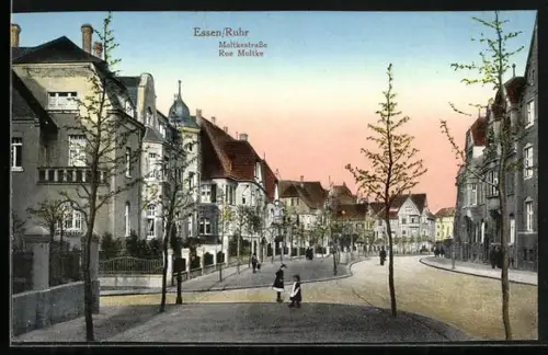 AK Essen / Ruhr, Häuser in der Moltkestrasse