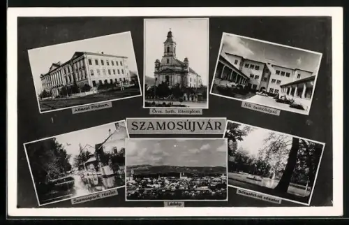 AK Szamosújvár, Állami fögimn, Látkép, Szamosparti részlet