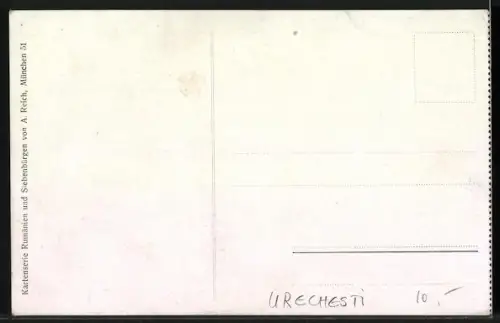 Künstler-AK Urechesti, Rumänische Dorfkirche