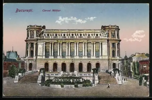 AK Bukarest, Cercul Militar, Gebäudeansicht, Restaurant Modern