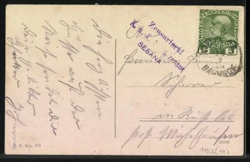 AK Divaca, Blick auf den Ort mit Kirche