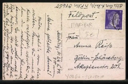 AK Marburg a. Drau, Gasthof mit Blick auf die Kirche