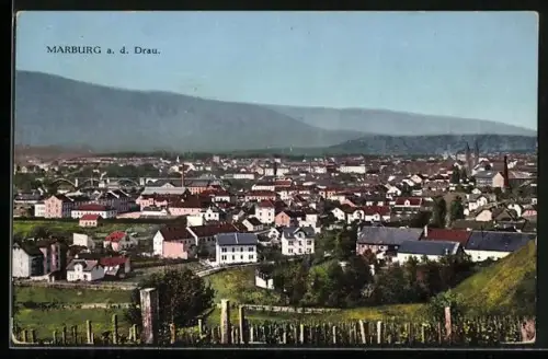AK Marburg a. d. Drau, Blick über den Ort