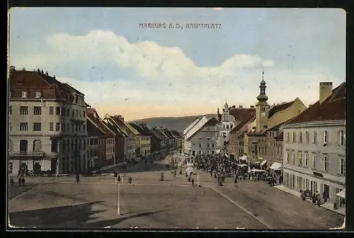 AK Marburg a. D., Blick auf den Hauptplatz