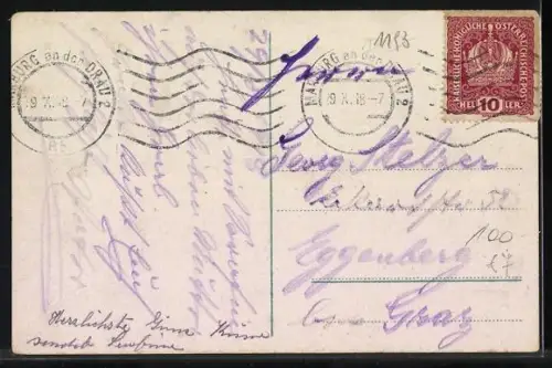 AK Marburg a. D., Blick auf den Hauptplatz