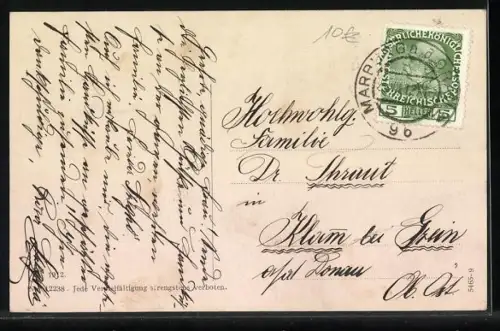 AK Marburg a. d. Drau, Draupartie mit Brücke