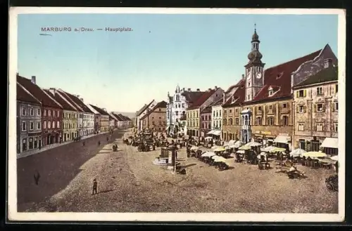AK Marburg a. Drau, Blick auf den Hauptplatz
