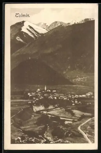AK Tolmin, Ortsansicht mit Bergen