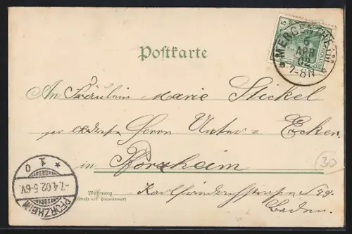 AK Mergentheim, Oberer Markt mit Turmgebäude