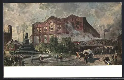 Künstler-AK Essen, Gussstahlfabrik, VIII. Mechanische Werkstatt