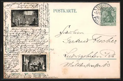 AK Tübingen, Stift, Neckarhalde, Flusspartie
