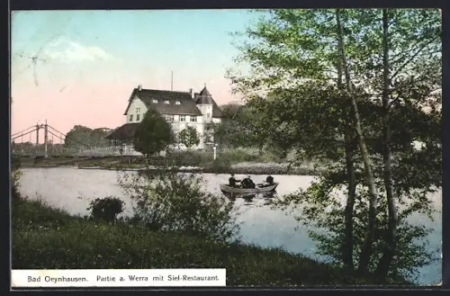 AK Bad Oeynhausen, Werrapartie mit Siel-Restaurant u. Brücke