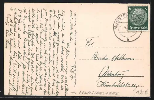 AK Munsterlager, Seekt-Stand, Strassenpartie mit Turmgebäude