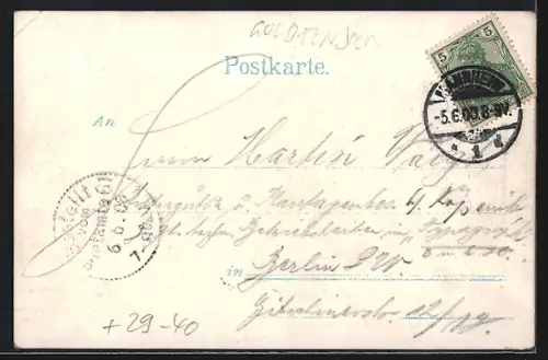 AK Mannheim, Stadtpark mit Sternwarte vom Wasser aus, mit leuchtenden Fenstern