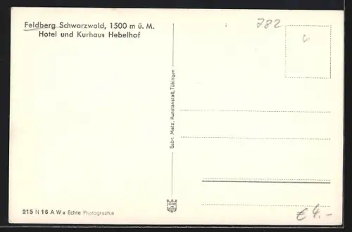 AK Feldberg / Schwarzwald, Hotel und Kurhaus Hebelhof