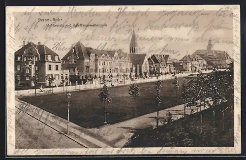 AK Essen a. d. Ruhr, Blick auf den Marktplatz mit der Kgl. Baugewerkschule