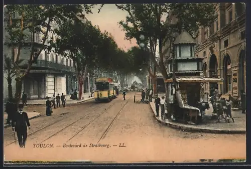 AK Toulon, Boulevard de Strasbourg, Strassenbahn