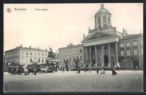 AK Bruxelles, Place Royale, Strassenbahn