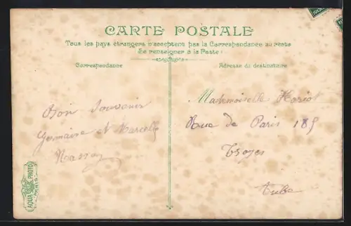 AK Reims, La Porte de Paris, Strassenbahn