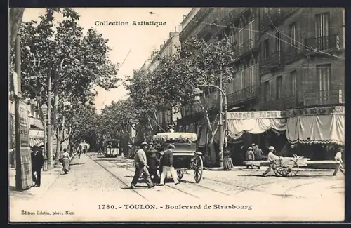 AK Toulon, Boulevard de Strasbourg, Strassenbahn