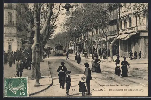 AK Toulon, Boulevard de Strasbourg, Strassenbahn