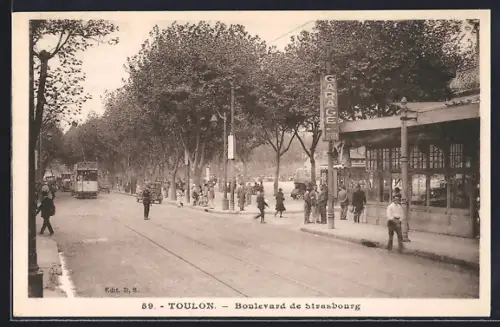 AK Toulon, Boulevard de Strasbourg, Strassenbahn