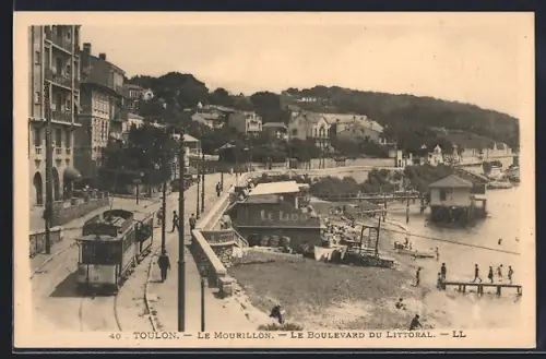 AK Toulon, Le Boulevard du Littoral mit Strassenbahn, Le Mourillon