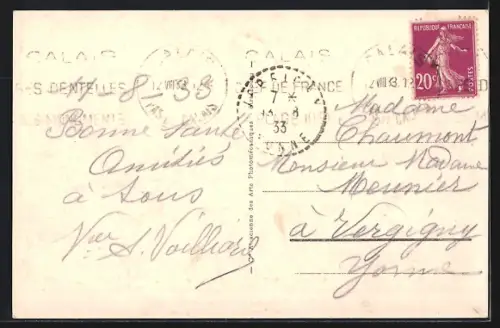 AK Calais, Boulevards Pasteur et Jacquard, Strassenbahn