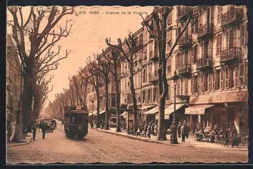 AK Nice, Avenue de la Victoire, Strassenbahn