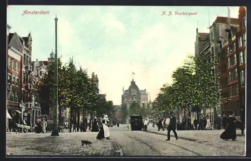 AK Amsterdam, N. Z. Voorburgwal, Strassenbahn