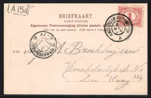 AK Rotterdam, Slagveld en Delftsche poort, Gebäudeansicht mit Strassenbahn und Fussgängern