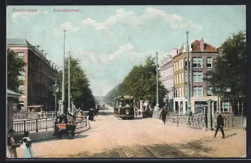 AK Amsterdam, Bilderdijkstraat, Strassenbahn